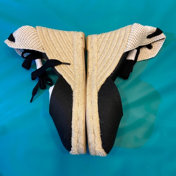 Soludos Womens Marseille Wedge Espadrilles Black Round Closed Toe Lace up Travel - Picture 6 of 8